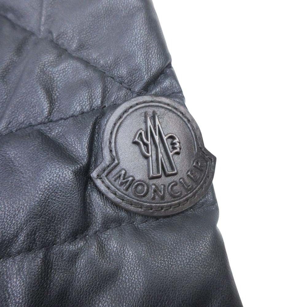 Moncler Casteu Sheepskin Leather Down Jacket Riders 1 Black