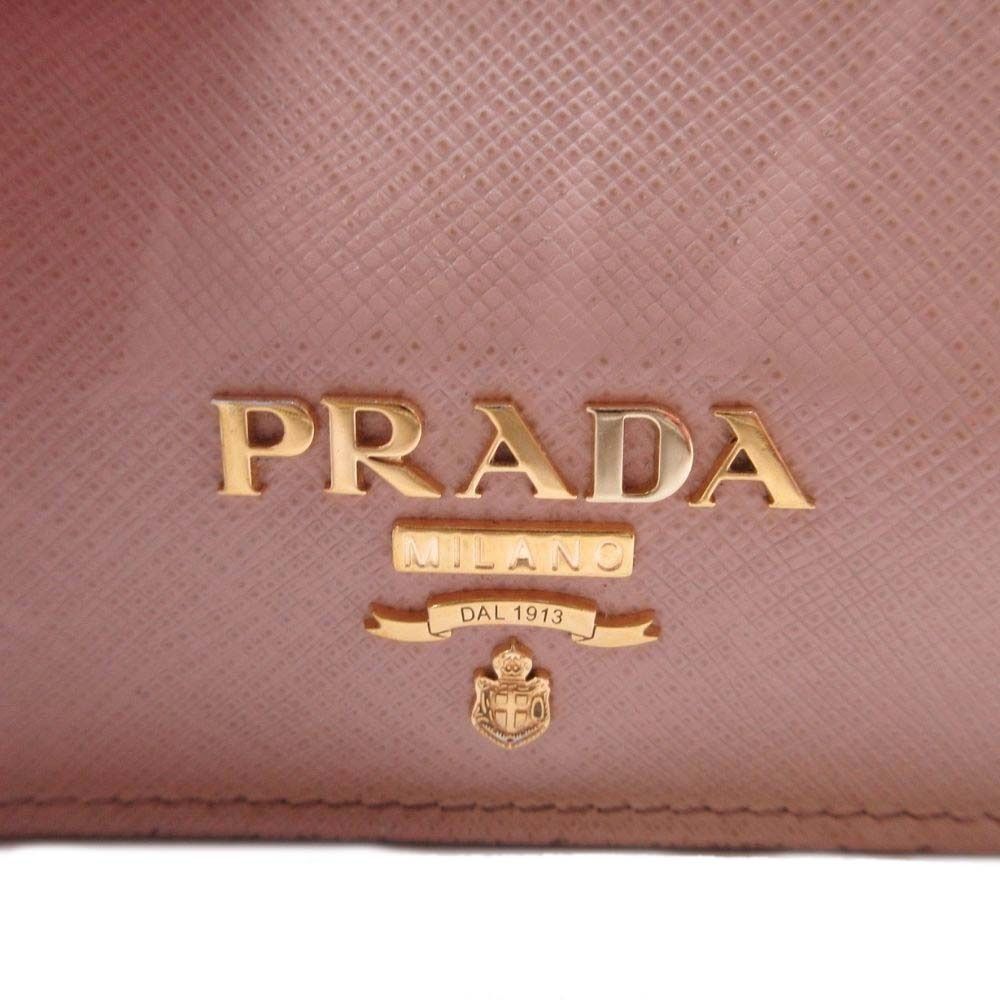 Prada Saffiano Leather Multicolor Bifold Wallet Compact with Coin Purse Beige
