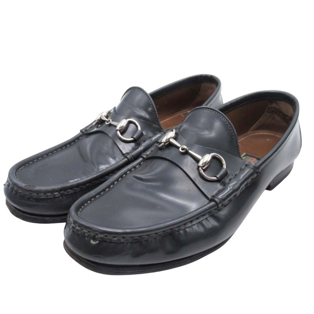 Gucci Collection Horsebit Loafers Moccasins Shoes 7 Black Silver