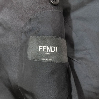 Fendi Tuxedo Suit Zucca Pattern Tailored Jacket Side Line Pants Set Black 44