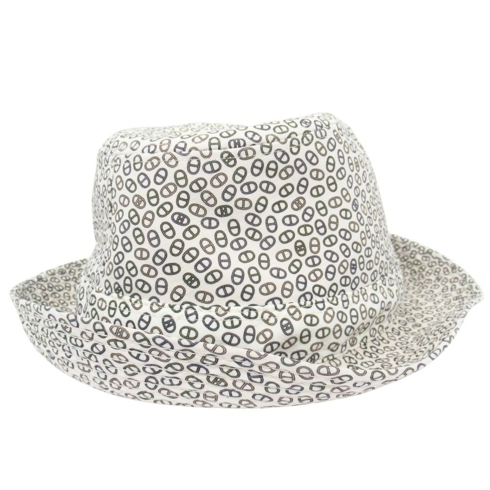 Hermes Chaine D'ancre Logo Folded Hat Short Brim 59 cm White