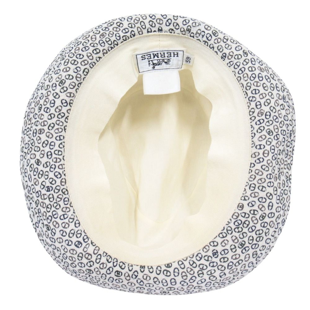 Hermes Chaine D'ancre Logo Folded Hat Short Brim 59 cm White