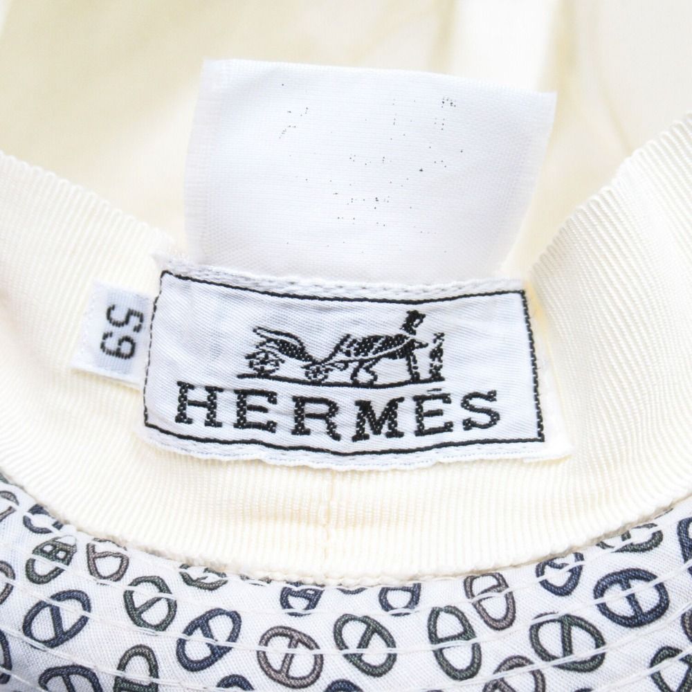Hermes Chaine D'ancre Logo Folded Hat Short Brim 59 cm White