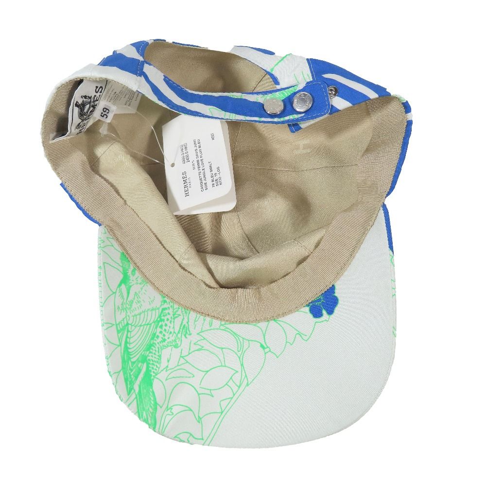 Hermes Davis Jungle Love Cap Botanical Flower All Over Pattern Series Button
