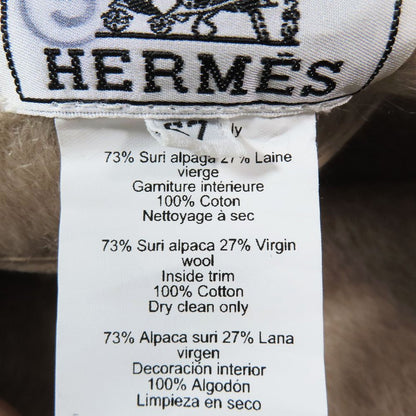 Hermes Alpaca Wool Brushed Beret Hat Saint Honore Series Button Logo Hat Beige