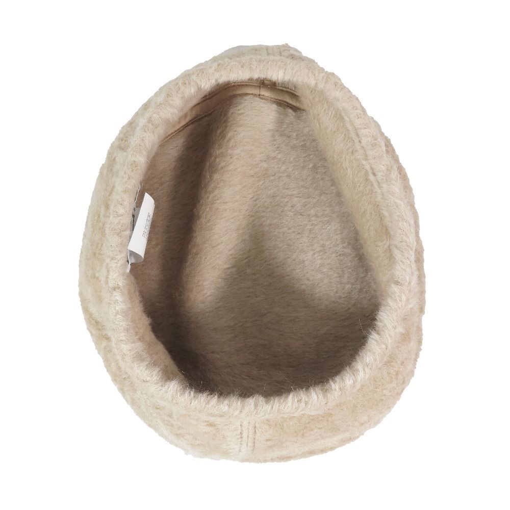Hermes Alpaca Wool Brushed Beret Hat Saint Honore Series Button Logo Hat Beige