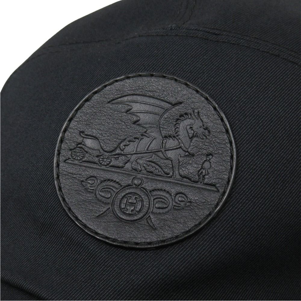 Hermes Nevada Serge Dragon Cap Hat Series Button 57 Black