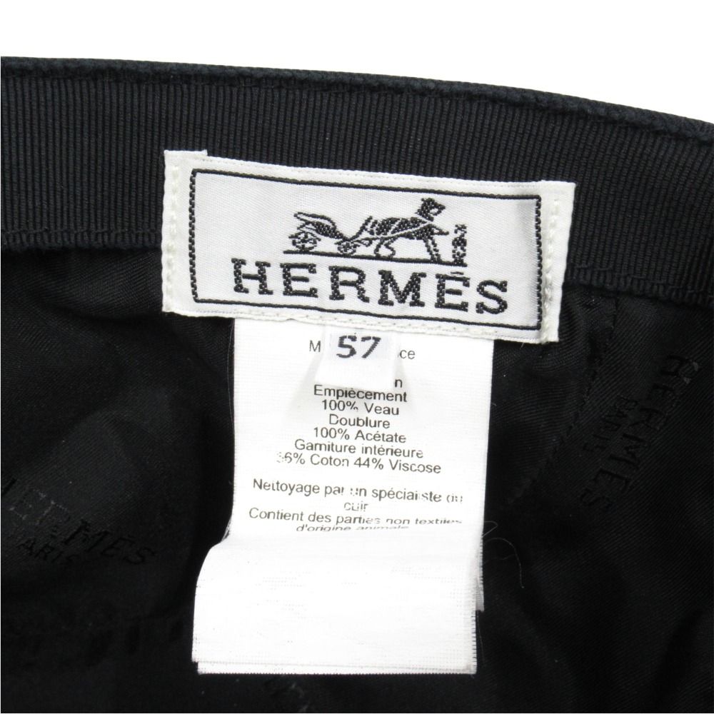 Hermes Nevada Serge Dragon Cap Hat Series Button 57 Black