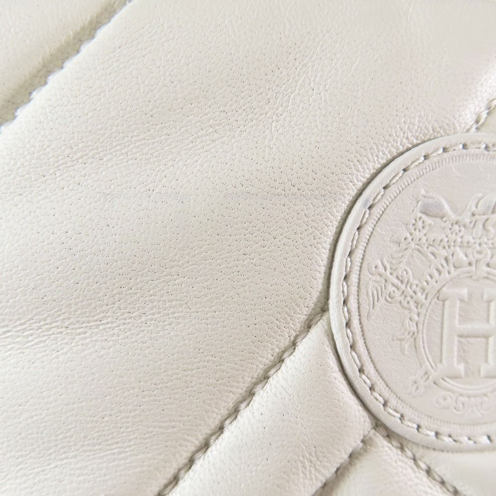 Hermes Leather Long Boots Exlibris Quilted Logo Shoes Ivory