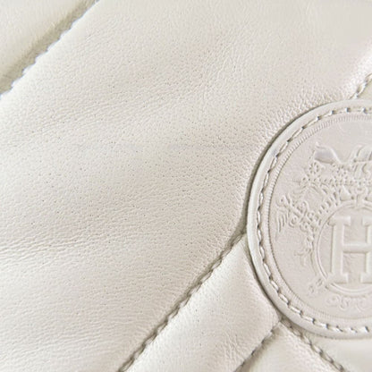 Hermes Leather Long Boots Exlibris Quilted Logo Shoes Ivory