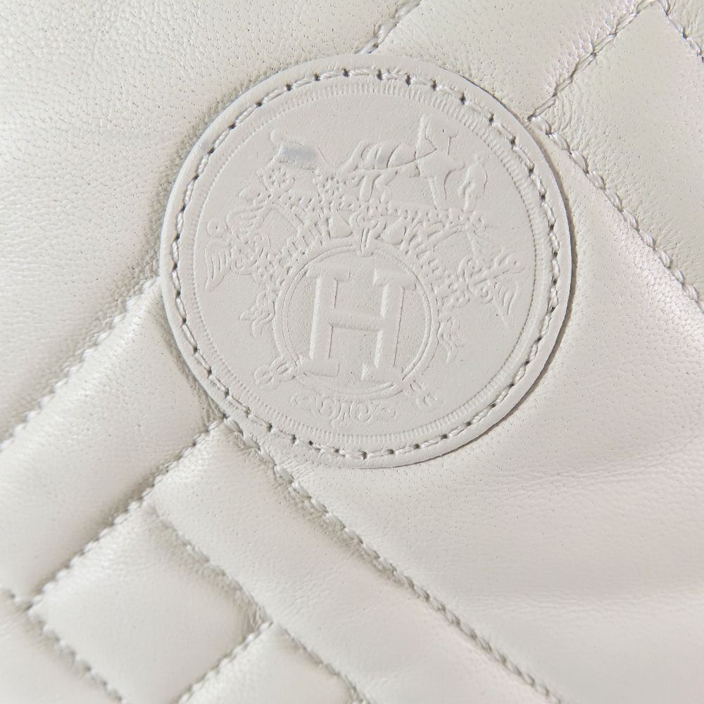 Hermes Leather Long Boots Exlibris Quilted Logo Shoes Ivory