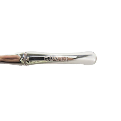 Gucci Polished Bamboo Hoop Earrings Silver Both