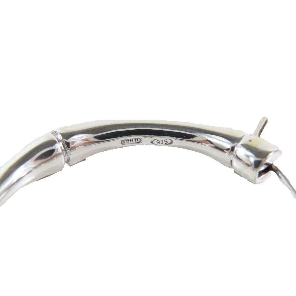 Gucci Polished Bamboo Hoop Earrings Silver Both