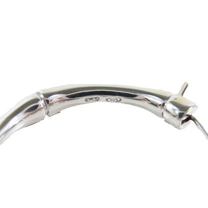 Gucci Polished Bamboo Hoop Earrings Silver Both