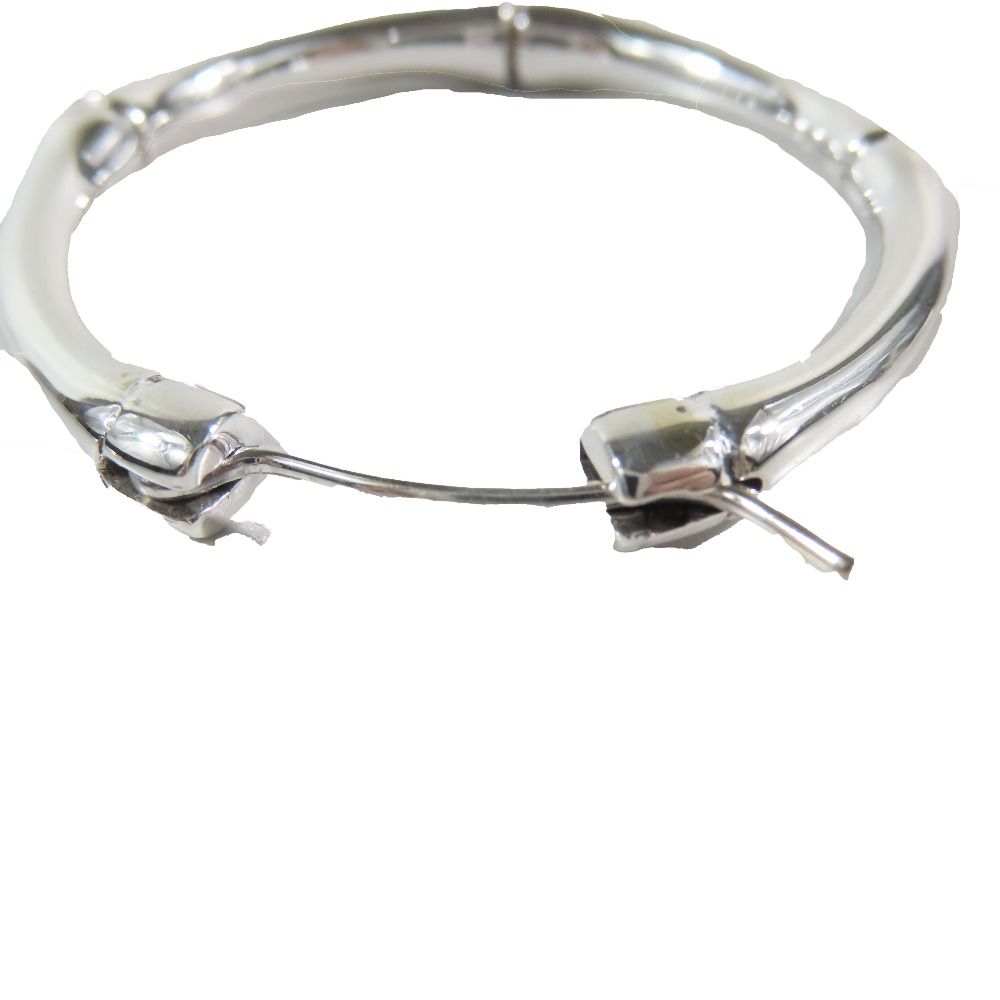 Gucci Polished Bamboo Hoop Earrings Silver Both