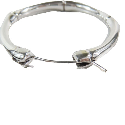 Gucci Polished Bamboo Hoop Earrings Silver Both