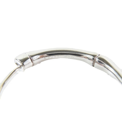 Gucci Polished Bamboo Hoop Earrings Silver Both