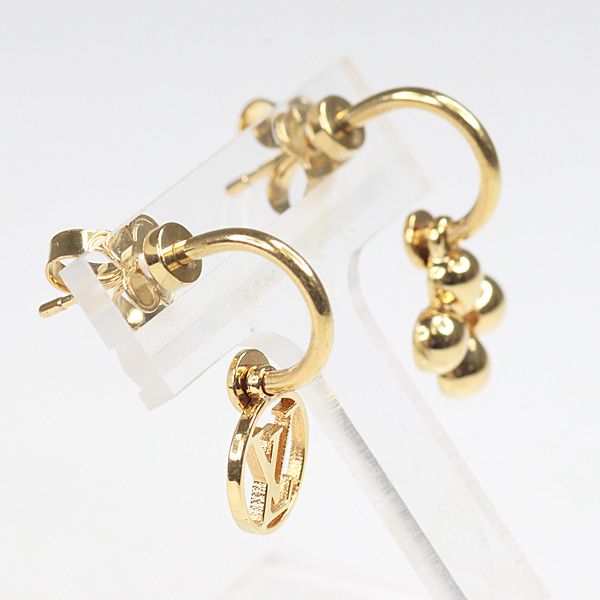 Louis Vuitton Earrings Blooming Gold Metal LV Circle Monogram Flower