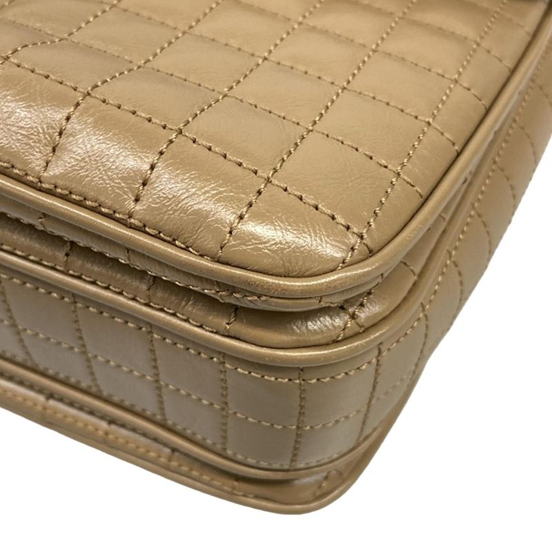 Celine Shoulder Bag C Black Beige Chain Quilted