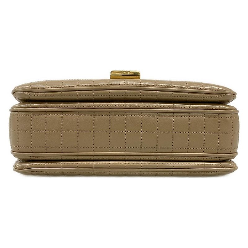 Celine Shoulder Bag C Black Beige Chain Quilted