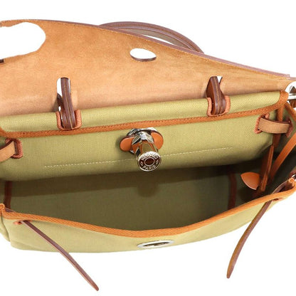 Hermes Herbag Zip Lutourne 31 PM 2-Way Hand Shoulder Bag Toile Military