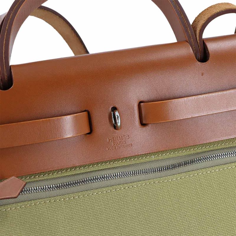 Hermes Herbag Zip Lutourne 31 PM 2-Way Hand Shoulder Bag Toile Military
