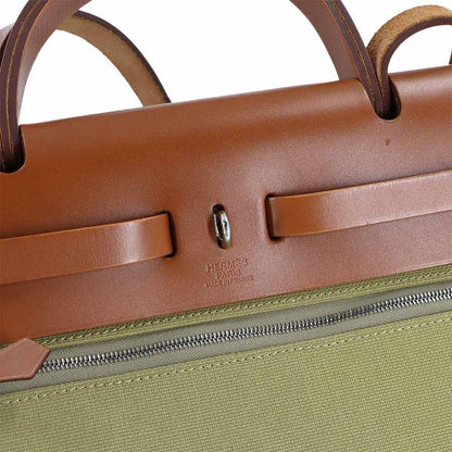 Hermes Herbag Zip Lutourne 31 PM 2-Way Hand Shoulder Bag Toile Military
