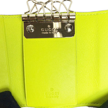 Gucci Key Case 6 Key Neon Heart GG Yellow Key Holder
