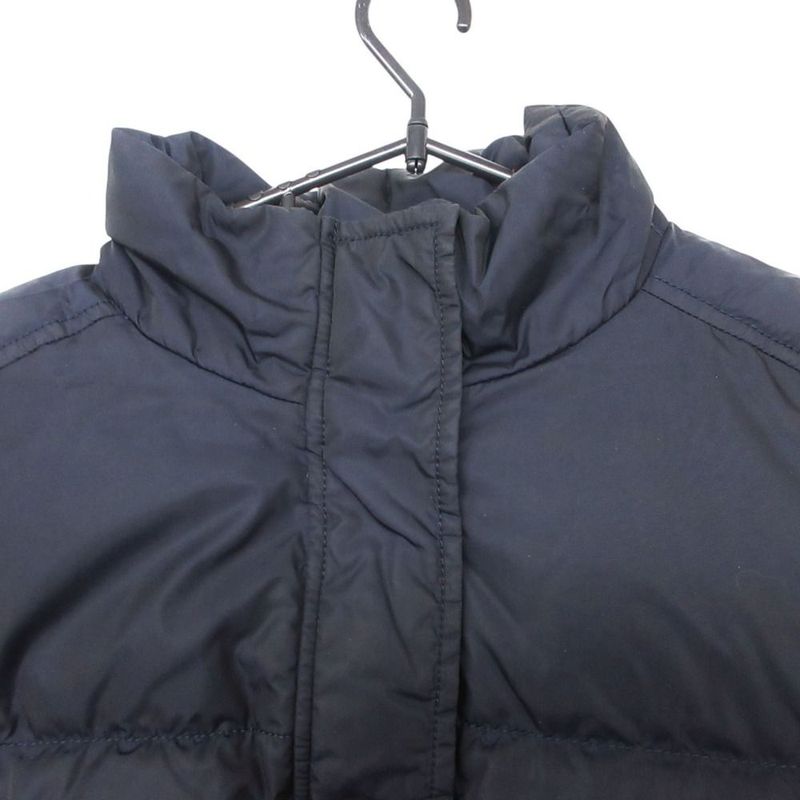 Prada Down Jacket Nylon Stand Collar Hood 44 S Navy