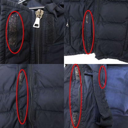 Prada Down Jacket Nylon Stand Collar Hood 44 S Navy