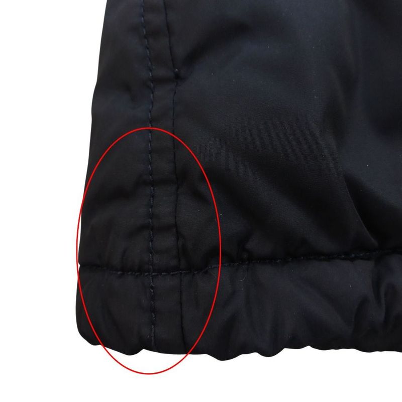 Prada Down Jacket Nylon Stand Collar Hood 44 S Navy