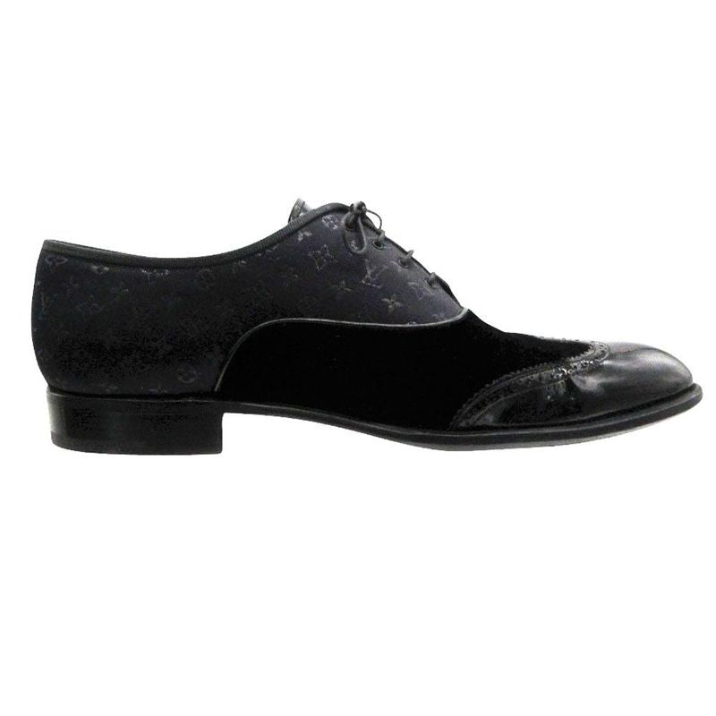 Louis Vuitton Dress Shoes Monogram Jacquard Velour Contrast Leather Business 10