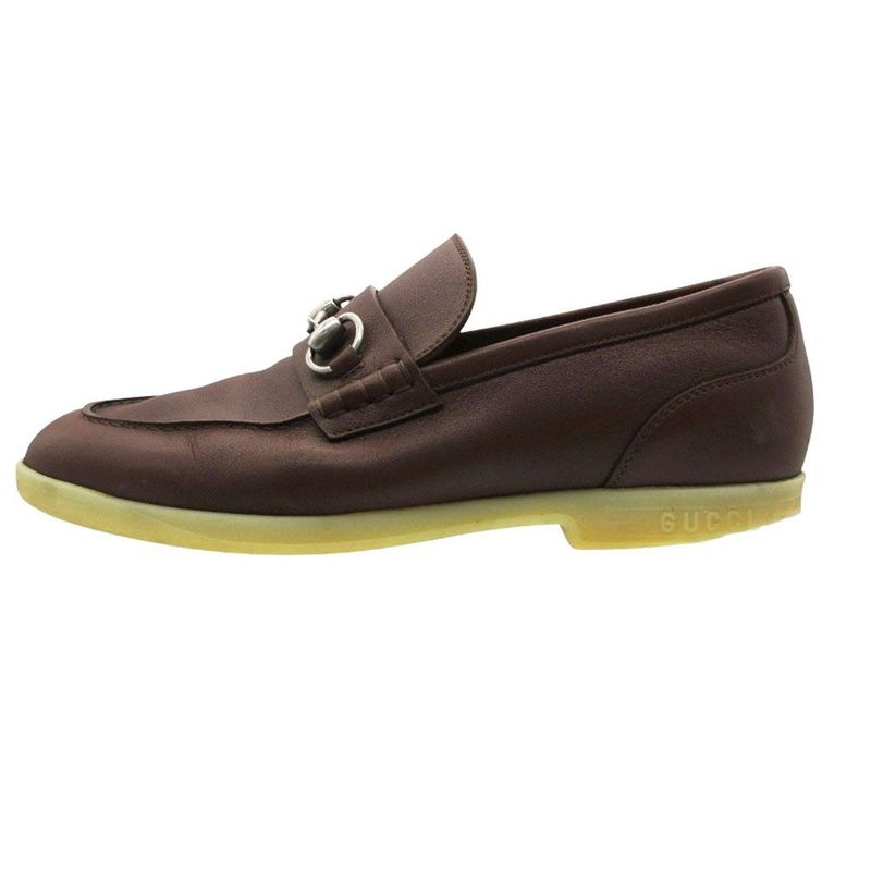 Gucci Horsebit Leather Loafers Shoes Rubber Sole 6 Brown