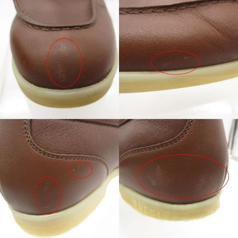 Gucci Horsebit Leather Loafers Shoes Rubber Sole 6 Brown