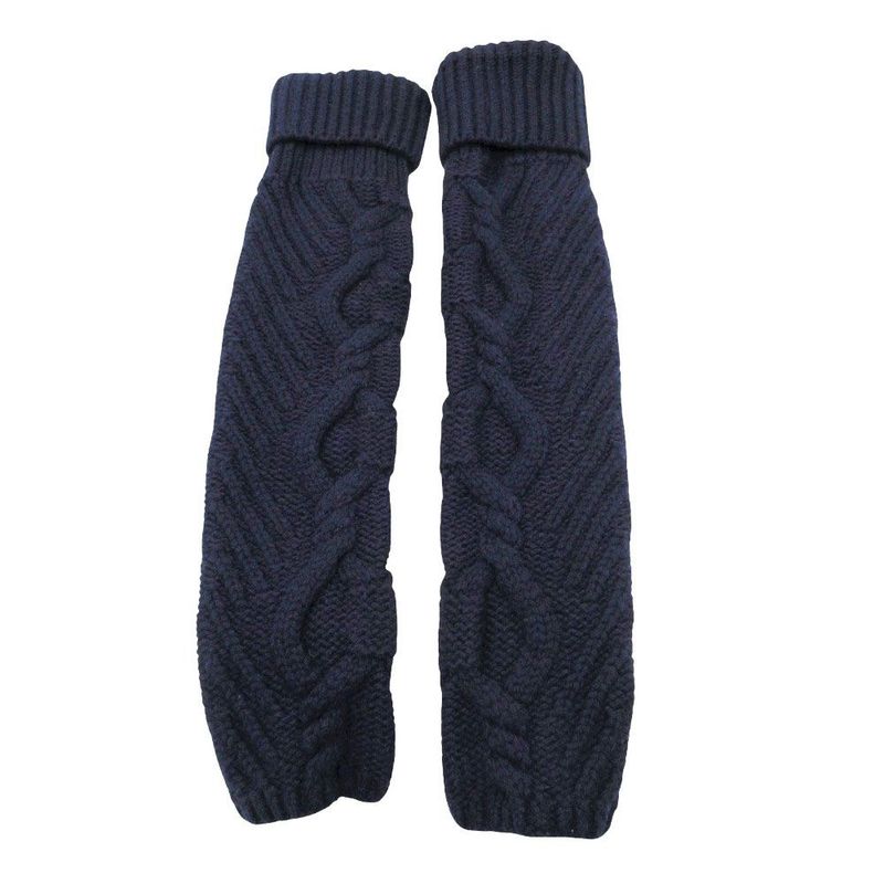 Chanel Leg Warmers Cashmere Blend Wool Cable Knit Wear Navy Sweater