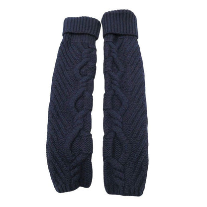 Chanel Leg Warmers Cashmere Blend Wool Cable Knit Wear Navy Sweater