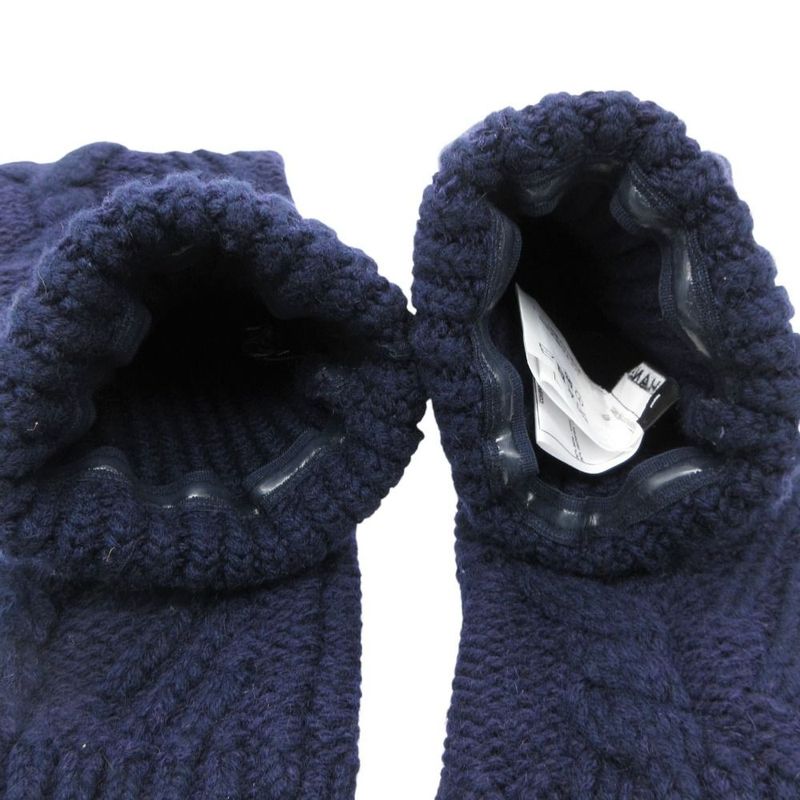 Chanel Leg Warmers Cashmere Blend Wool Cable Knit Wear Navy Sweater