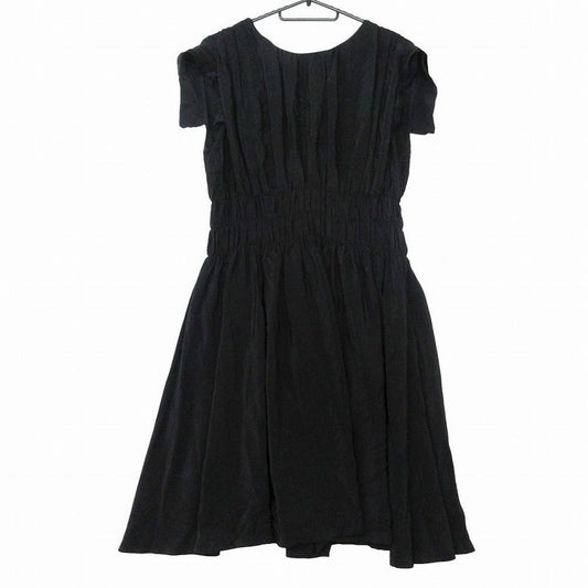Miu Miu Miu Silk Gathered Dress Sleeveless 42 XL Black