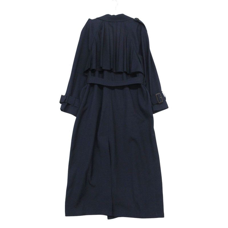 Gucci Long Trench Coat Back Pleated Navy 38