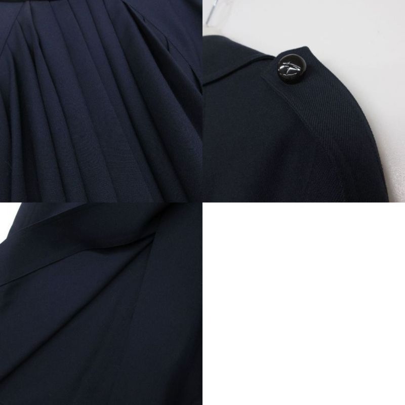 Gucci Long Trench Coat Back Pleated Navy 38