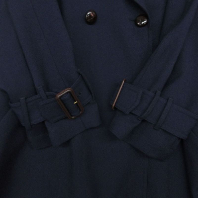 Gucci Long Trench Coat Back Pleated Navy 38