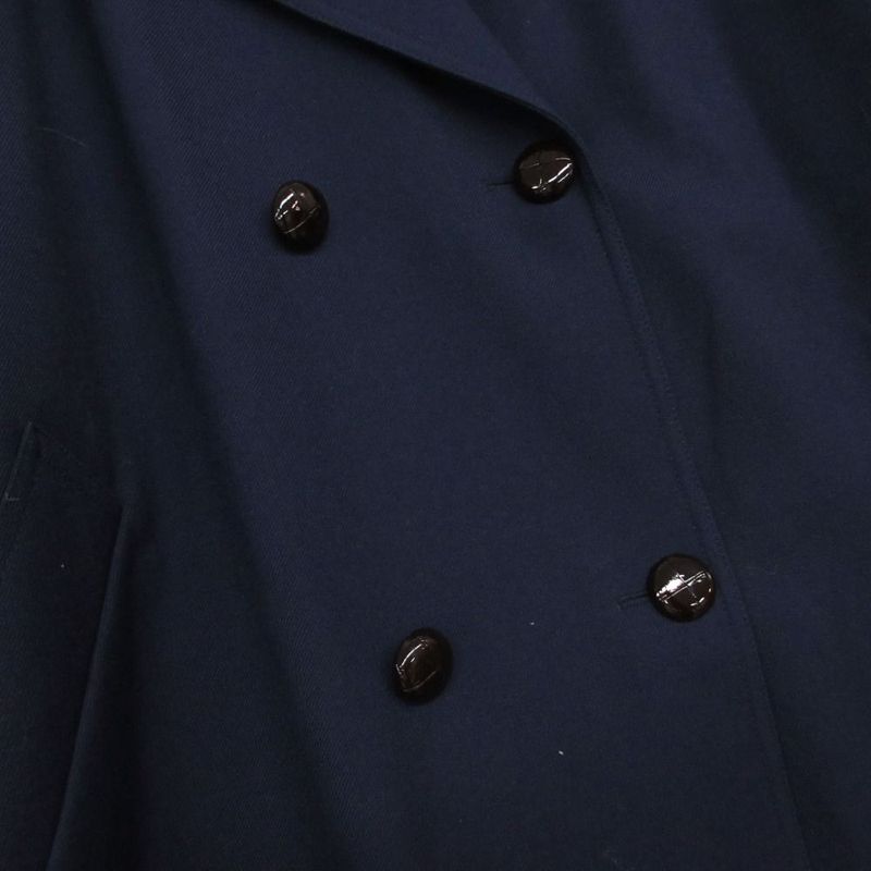 Gucci Long Trench Coat Back Pleated Navy 38