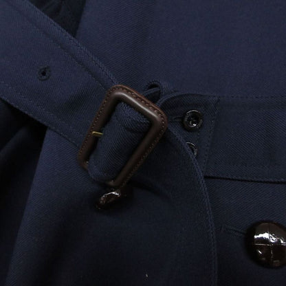 Gucci Long Trench Coat Back Pleated Navy 38