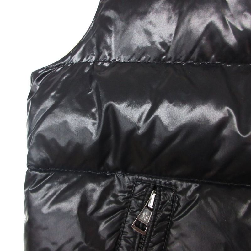Moncler Down Vest Sleeveless Jacket Nylon Big Logo Patch Tibet Gilet 2 M Black