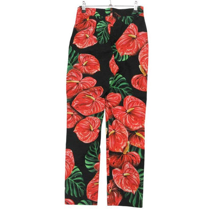 Dolce & Gabbana Pants Tapered Long Length Slit Cotton Stretch Botanical Pattern