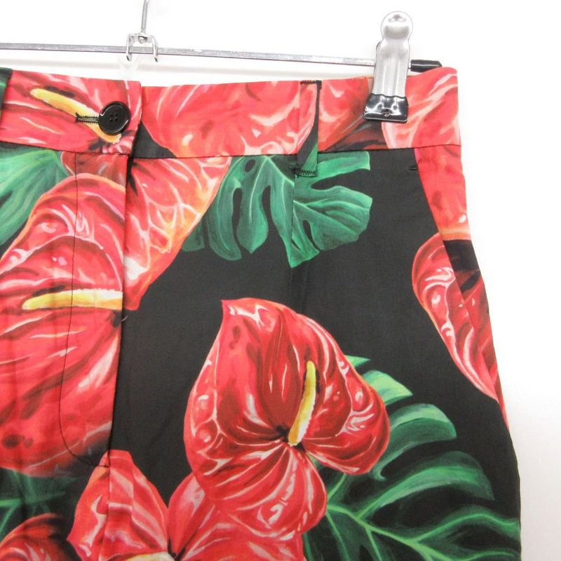 Dolce & Gabbana Pants Tapered Long Length Slit Cotton Stretch Botanical Pattern