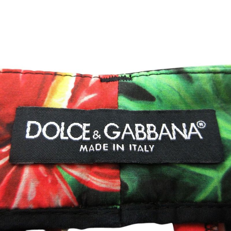 Dolce & Gabbana Pants Tapered Long Length Slit Cotton Stretch Botanical Pattern