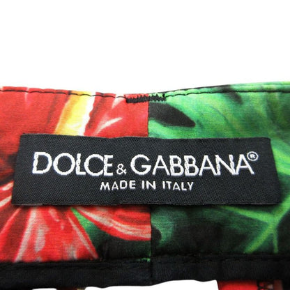 Dolce & Gabbana Pants Tapered Long Length Slit Cotton Stretch Botanical Pattern