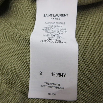 Saint Laurent Knit Crop Top Sheer Pullover Top S Green Sweater