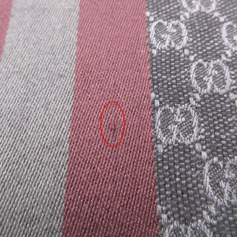 Gucci Scarf Shawl Web Line GG Pattern Fringe Gray Black